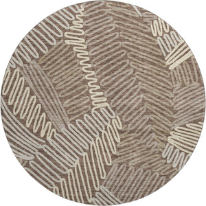 HomeRoots 8' Chocolate and Taupe Floral Washable Round Rug – Durable, UV-Protected, Ideal for Busy Homes 671885