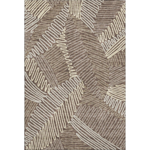 HomeRoots 8' X 10' Floral Washable Area Rug - Elegant Chocolate & Taupe Design with UV Protection & Durability 671886