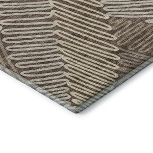 HomeRoots 8' X 10' Floral Washable Area Rug - Elegant Chocolate & Taupe Design with UV Protection & Durability 671886