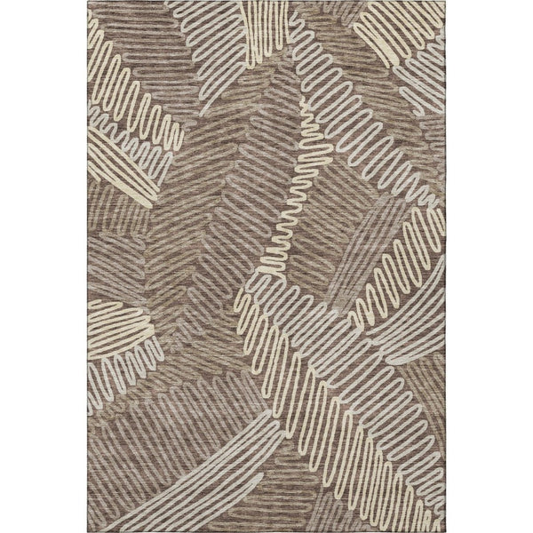 HomeRoots 8' X 10' Floral Washable Area Rug - Elegant Chocolate & Taupe Design with UV Protection & Durability 671886