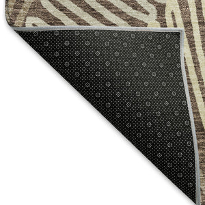 HomeRoots 9' X 12' Floral Washable Area Rug in Chocolate & Taupe – UV Protected, Durable, Pet-Friendly Design 671887