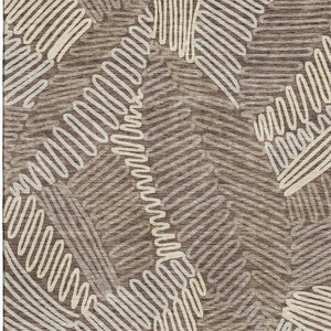 HomeRoots 9' X 12' Floral Washable Area Rug in Chocolate & Taupe – UV Protected, Durable, Pet-Friendly Design 671887