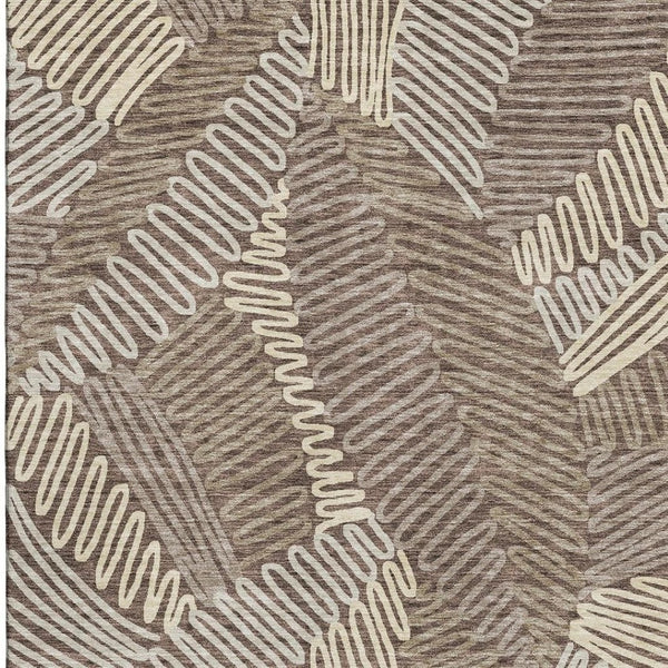 HomeRoots 9' X 12' Floral Washable Area Rug in Chocolate & Taupe – UV Protected, Durable, Pet-Friendly Design 671887