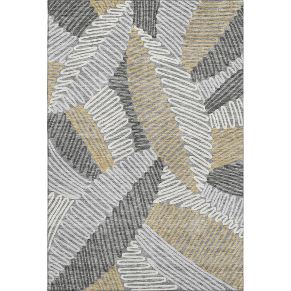 HomeRoots 5' X 8' Gray Gold Ivory Floral Area Rug - Washable, UV Protected, Durable, Perfect for Any Room! 671890