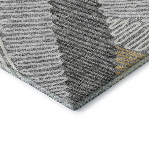 HomeRoots 5' X 8' Gray Gold Ivory Floral Area Rug - Washable, UV Protected, Durable, Perfect for Any Room! 671890