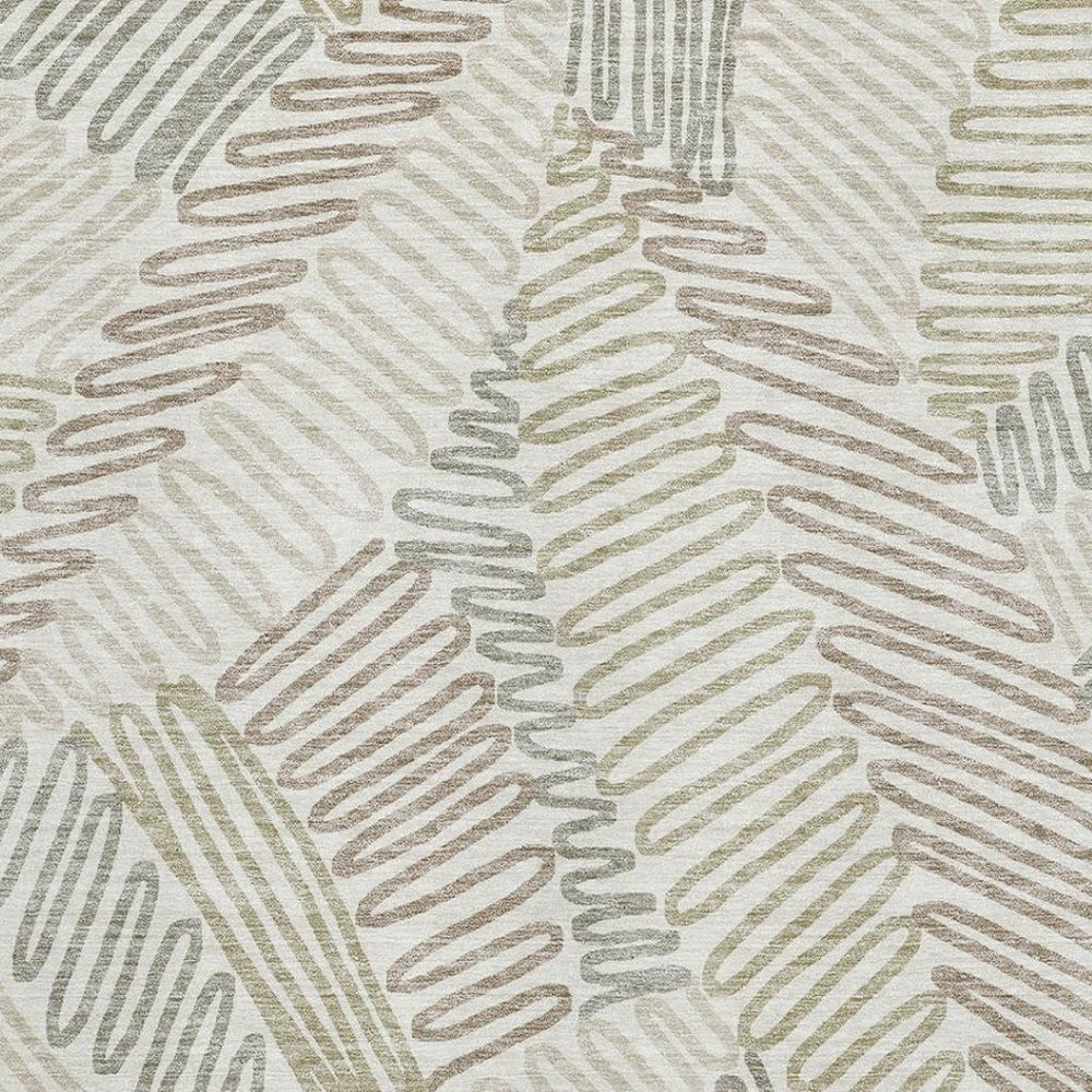 HomeRoots 5' X 8' Floral Washable Area Rug in Ivory, Beige & Tan - Stain-Resistant, UV Protected, and Stylish! 671896