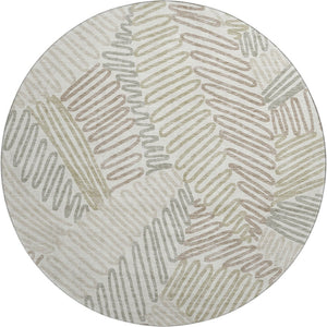 HomeRoots 8' Elegant Ivory Beige Floral Round Rug – Washable, UV Protected, Durable & Perfect for High-Traffic Areas 671897