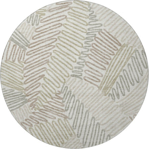HomeRoots 8' Elegant Ivory Beige Floral Round Rug – Washable, UV Protected, Durable & Perfect for High-Traffic Areas 671897