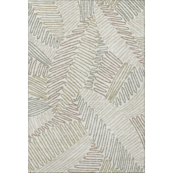 HomeRoots 8' X 10' Elegant Ivory Floral Area Rug - Stain Resistant, UV Protected, Perfect for High-Traffic Rooms 671898