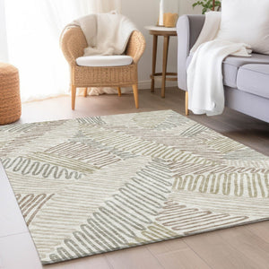 HomeRoots 10' Ivory Beige Tan Floral Washable Area Rug - Stain Resistant, UV Protected, Perfect for Living Spaces 671900