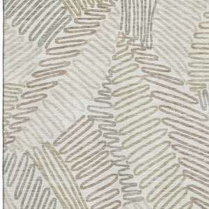 HomeRoots 10' Ivory Beige Tan Floral Washable Area Rug - Stain Resistant, UV Protected, Perfect for Living Spaces 671900