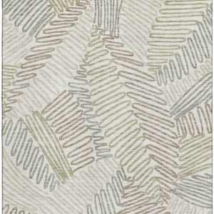 HomeRoots 10' Ivory Beige Tan Floral Washable Area Rug - Stain Resistant, UV Protected, Perfect for Living Spaces 671900