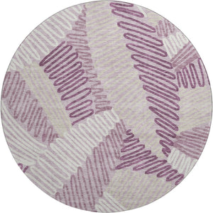 HomeRoots 8' Elegant Floral Round Rug in Lavender, Ivory & Beige - Washable, UV Protected, Family-Friendly Design 671903