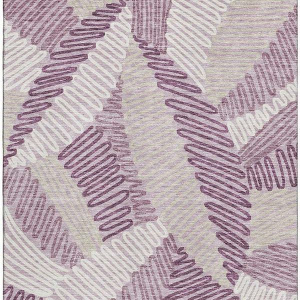 HomeRoots 10' Stylish Lavender Ivory Beige Floral Area Rug - Washable, UV Protected, Stain Resistant Design! 671906