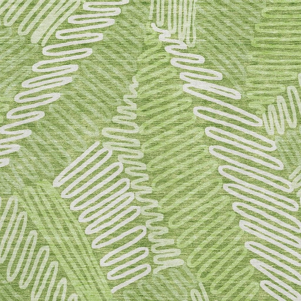 HomeRoots 5' X 8' Vibrant Lime Green & Ivory Floral Washable Area Rug with UV Protection for Every Space 671908