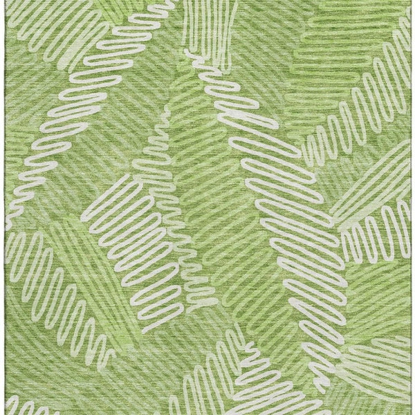 HomeRoots 8' X 10' Vibrant Lime Green Floral Area Rug – Washable, UV Protected, Durable, Perfect for Busy Homes! 671910