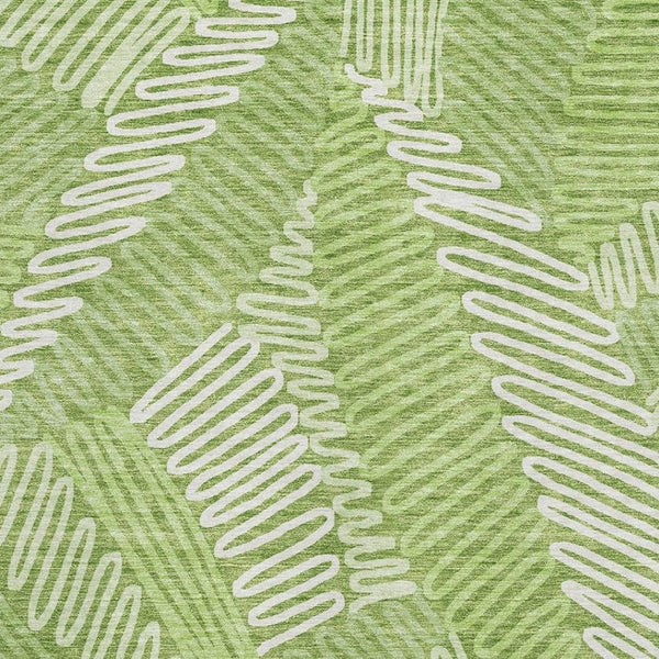 HomeRoots 9' X 12' Vibrant Lime Green & Ivory Floral Area Rug - Washable, UV Protected, Perfect for Families! 671911