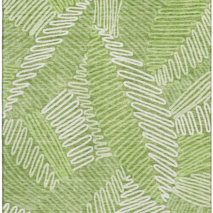 HomeRoots 9' X 12' Vibrant Lime Green & Ivory Floral Area Rug - Washable, UV Protected, Perfect for Families! 671911