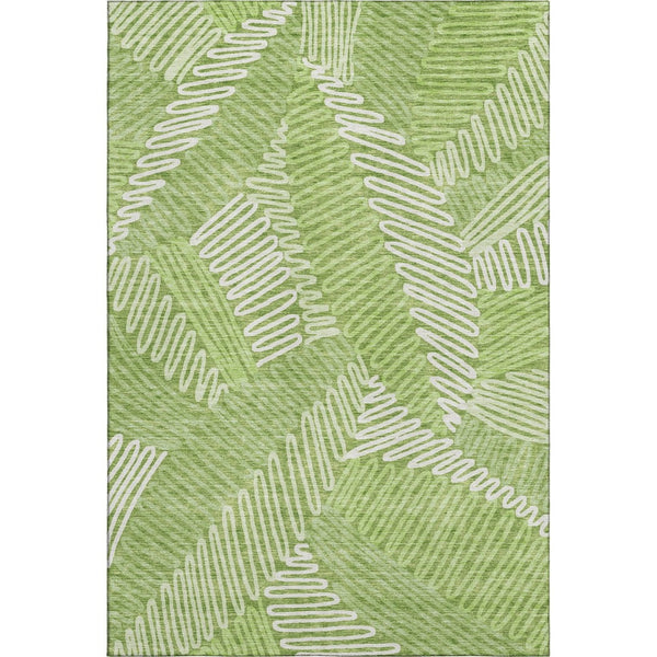 HomeRoots 10' X 14' Vibrant Lime Green Floral Area Rug with UV Protection - Durable, Washable, and Family-Friendly! 671912