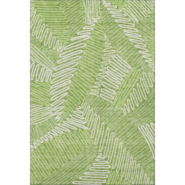 HomeRoots 10' X 14' Vibrant Lime Green Floral Area Rug with UV Protection - Durable, Washable, and Family-Friendly! 671912