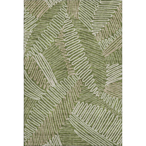 HomeRoots 5' Olive Green Ivory Beige Floral Area Rug - Washable, UV Protected, Durable for High Traffic Spaces 671914