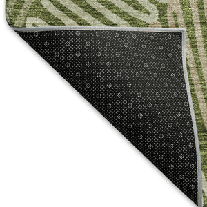 HomeRoots 5' Olive Green Ivory Beige Floral Area Rug - Washable, UV Protected, Durable for High Traffic Spaces 671914