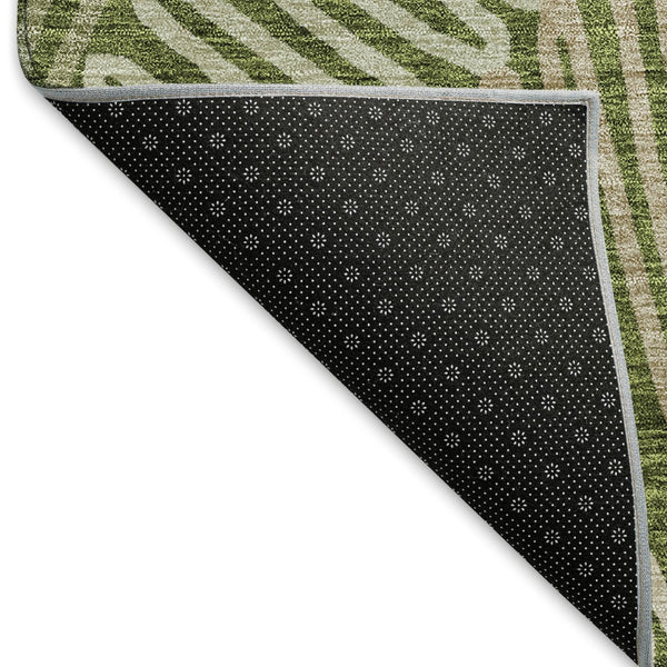 HomeRoots 5' Olive Green Ivory Beige Floral Area Rug - Washable, UV Protected, Durable for High Traffic Spaces 671914