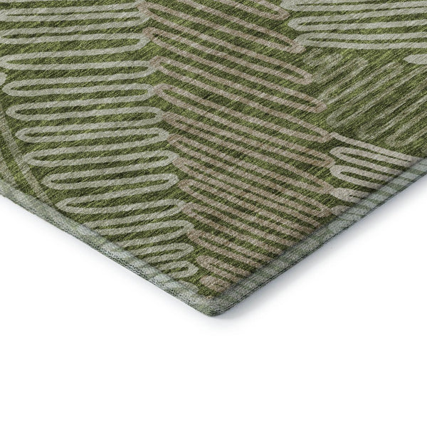 HomeRoots 5' Olive Green Ivory Beige Floral Area Rug - Washable, UV Protected, Durable for High Traffic Spaces 671914