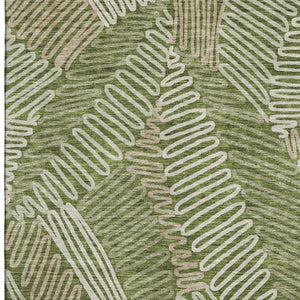 HomeRoots 5' Olive Green Ivory Beige Floral Area Rug - Washable, UV Protected, Durable for High Traffic Spaces 671914