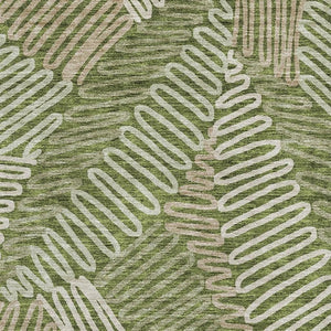 HomeRoots 8' X 10' Elegant Olive Green Floral Area Rug - Washable, UV Protected, Perfect for Family Homes! 671916