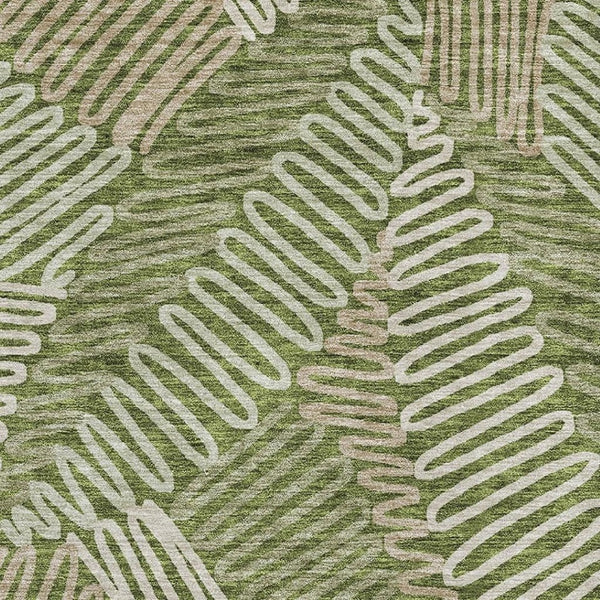HomeRoots 8' X 10' Elegant Olive Green Floral Area Rug - Washable, UV Protected, Perfect for Family Homes! 671916