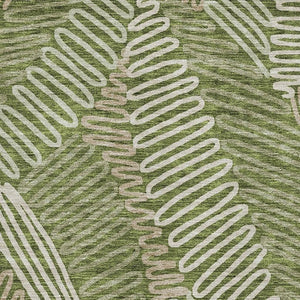 HomeRoots 10' X 14' Olive Green Floral Washable Area Rug – Durable, Stain-Resistant, UV Protected & Stylish! 671918