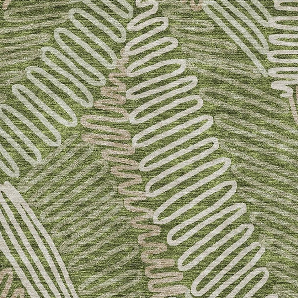 HomeRoots 10' X 14' Olive Green Floral Washable Area Rug – Durable, Stain-Resistant, UV Protected & Stylish! 671918