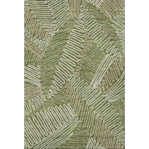 HomeRoots 10' X 14' Olive Green Floral Washable Area Rug – Durable, Stain-Resistant, UV Protected & Stylish! 671918