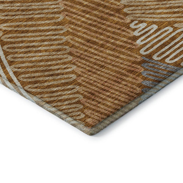 HomeRoots 5' X 8' Stylish Rust Gray Floral Area Rug - Washable, UV Protected & Perfect for High-Traffic Homes 671920