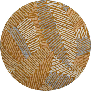 HomeRoots 8' Washable Round Rug in Rust, Gray & Beige Floral Design - UV Protected, Durable for Everyday Use 671921
