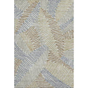HomeRoots 5' X 8' Floral Area Rug in Taupe, Blue & Beige - Washable, UV-Protected & Stain Resistant Elegance 671926
