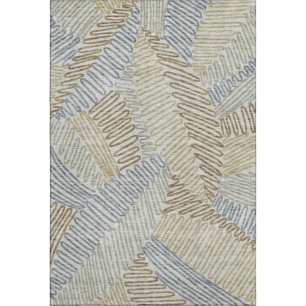 HomeRoots 5' X 8' Floral Area Rug in Taupe, Blue & Beige - Washable, UV-Protected & Stain Resistant Elegance 671926