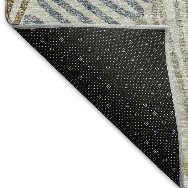 HomeRoots 5' X 8' Floral Area Rug in Taupe, Blue & Beige - Washable, UV-Protected & Stain Resistant Elegance 671926