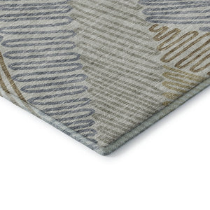 HomeRoots 5' X 8' Floral Area Rug in Taupe, Blue & Beige - Washable, UV-Protected & Stain Resistant Elegance 671926
