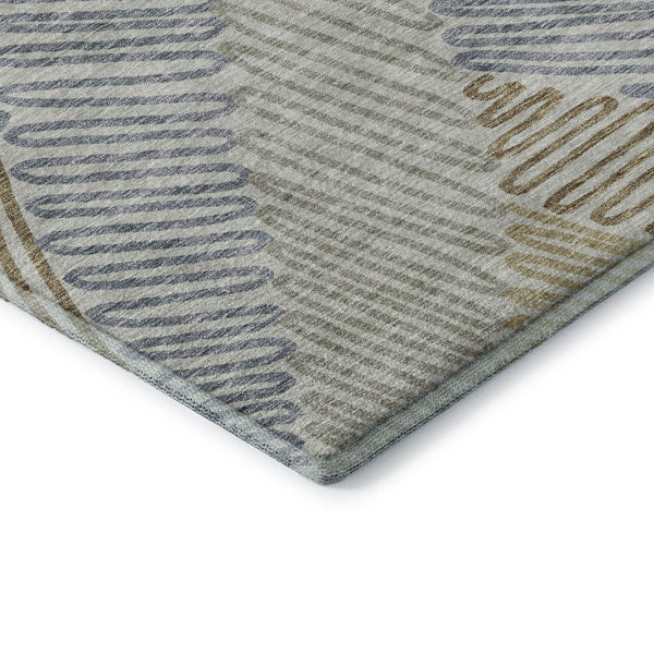 HomeRoots 5' X 8' Floral Area Rug in Taupe, Blue & Beige - Washable, UV-Protected & Stain Resistant Elegance 671926