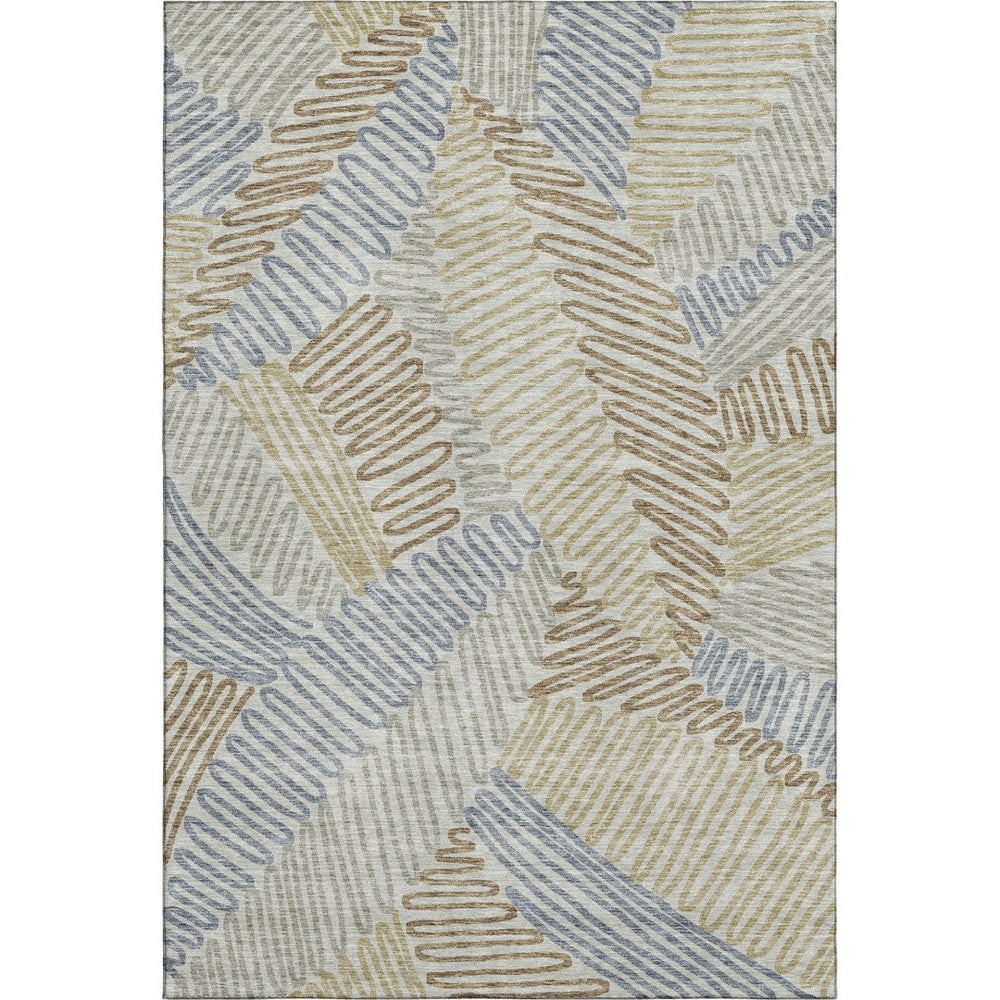 HomeRoots 9' X 12' Elegant Floral Area Rug - Taupe, Blue & Beige, Washable with UV Protection for Durability 671929