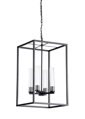 Wildwood Dexter Chandelier — Bronze Iron Frame With Clear Glass Globes, Industrial-Modern 28" H Accent Fixture 67193