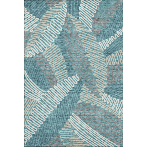 HomeRoots 9' X 12' Multi-Functional Teal Ivory Gray Floral Area Rug - Washable, UV Protected, Stain Resistant 671935