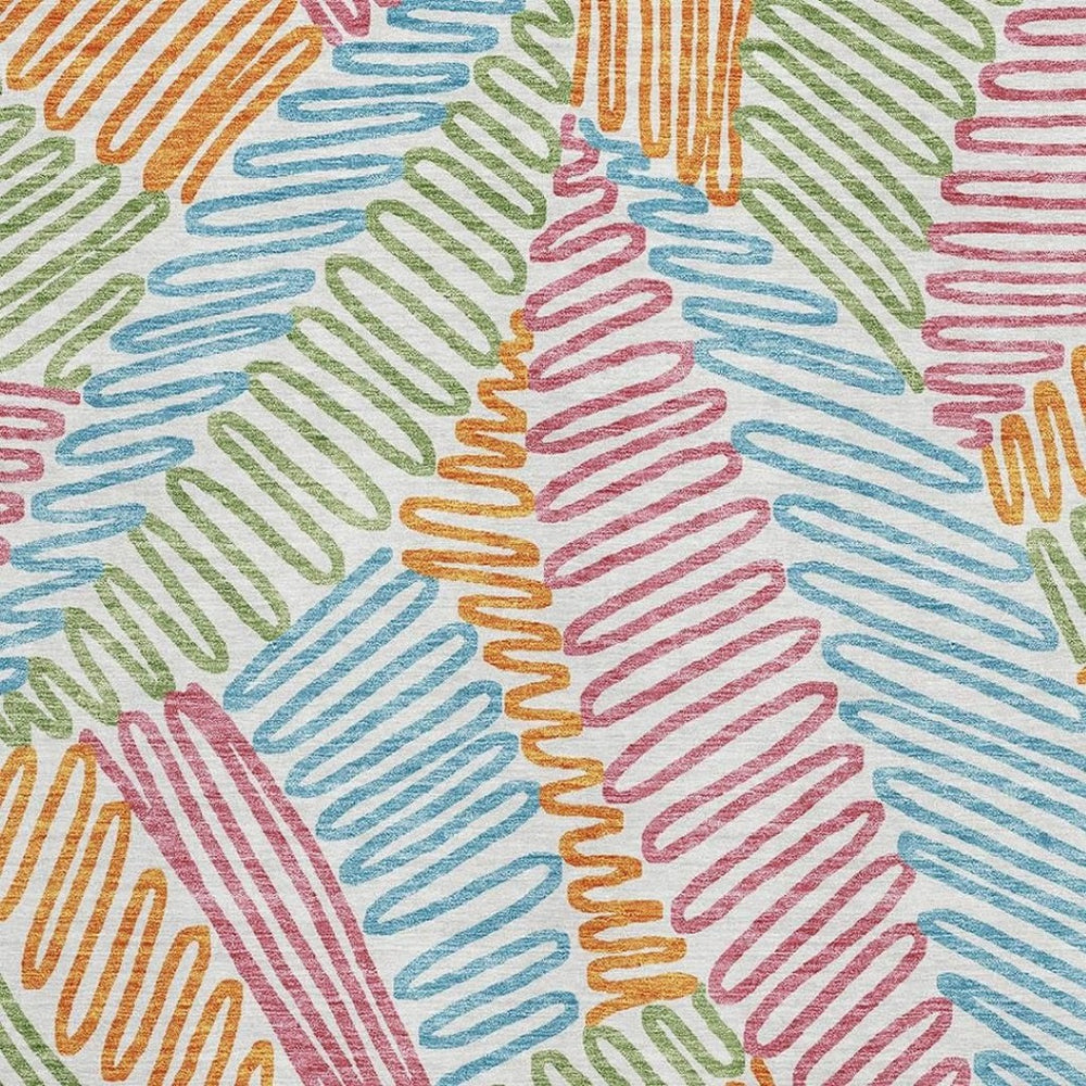 HomeRoots 9' X 12' Floral Area Rug in Soft White, Pink, Green & Blue – Washable, UV-Protected & Durable Design 671941
