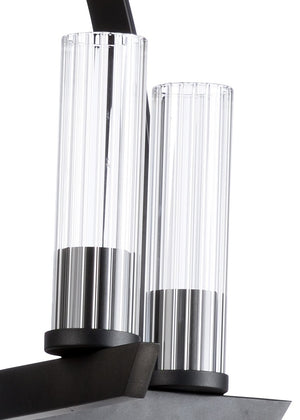 Wildwood Dylan Modern Bronze Chandelier With Clear Glass Globes, 4-Light Adjustable Height Fixture For Dining 67195