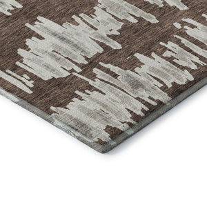 HomeRoots 8' X 10' Brown And Beige Striped Area Rug – Washable, UV-Protected, Perfect for High-Traffic Spaces! 671952