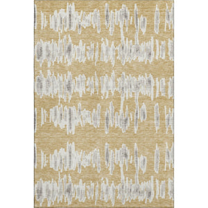 HomeRoots 8' X 10' Washable Gold and Beige Striped Area Rug - Durable, Stain Resistant, UV Protected for Homes 671958