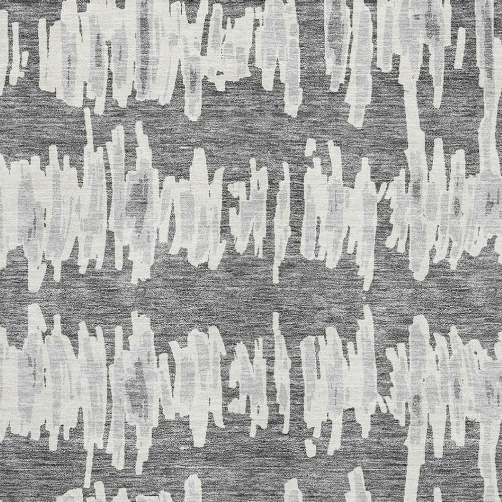 HomeRoots 8' X 10' Stylish Gray & Ivory Striped Washable Area Rug with UV Protection for Family Spaces 671964
