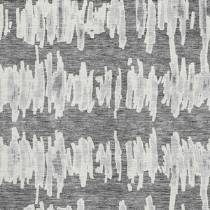 HomeRoots 8' X 10' Stylish Gray & Ivory Striped Washable Area Rug with UV Protection for Family Spaces 671964